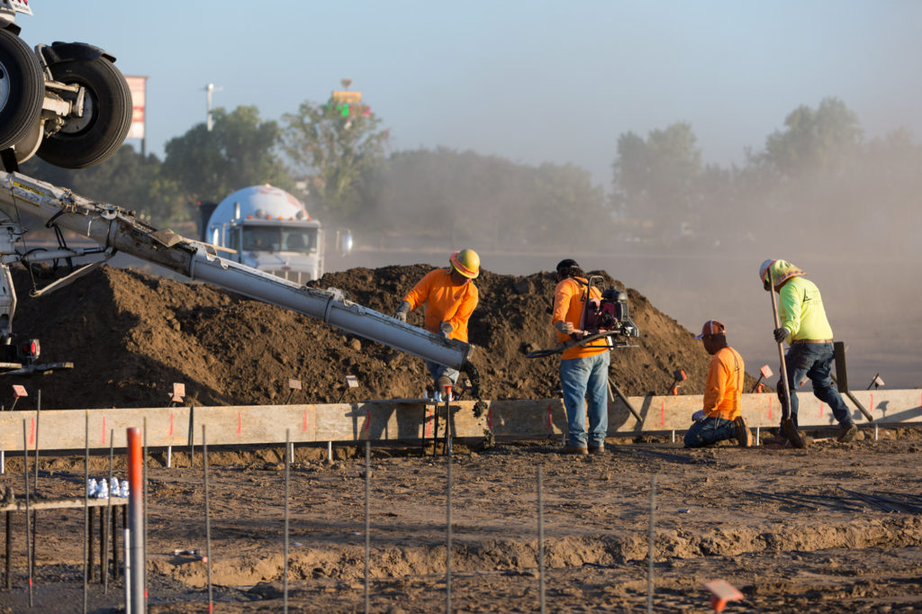 pouring foundation of the building