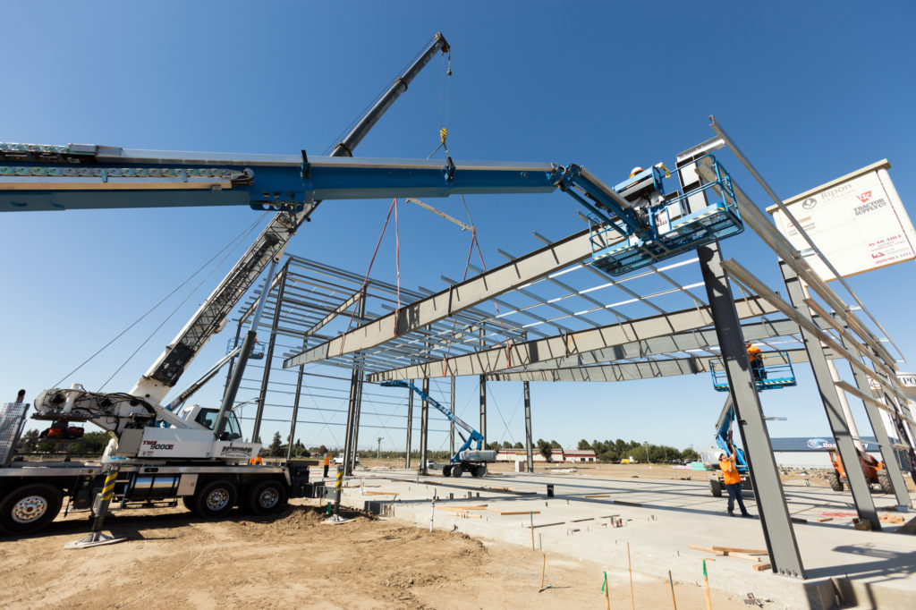 assembling the building's frame