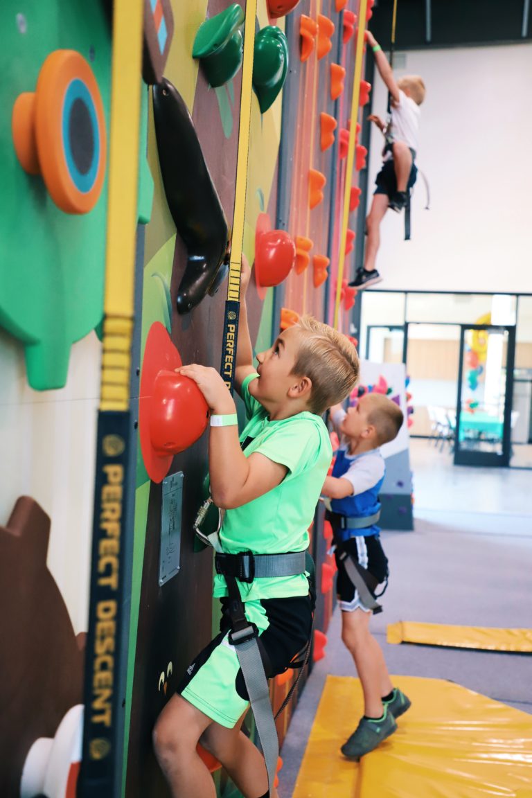 kids climbing at a birthday party event in ripon